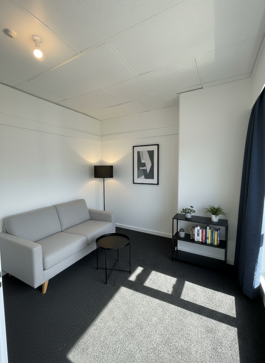 AI-staged modern minimalist living room